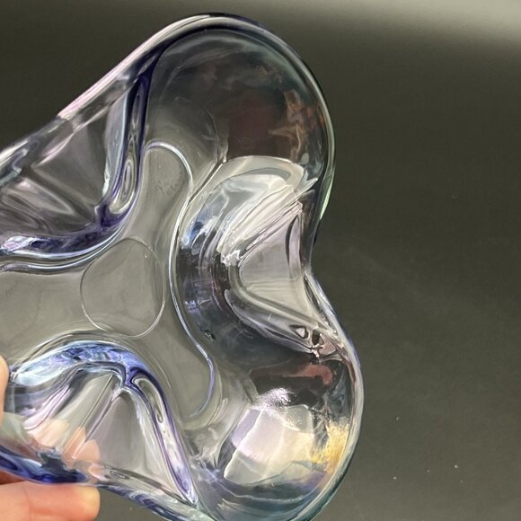 Vintage Iridescent Purple Ashtray Art Glass Retro Catchall Trinket MCM - Picture 11 of 16